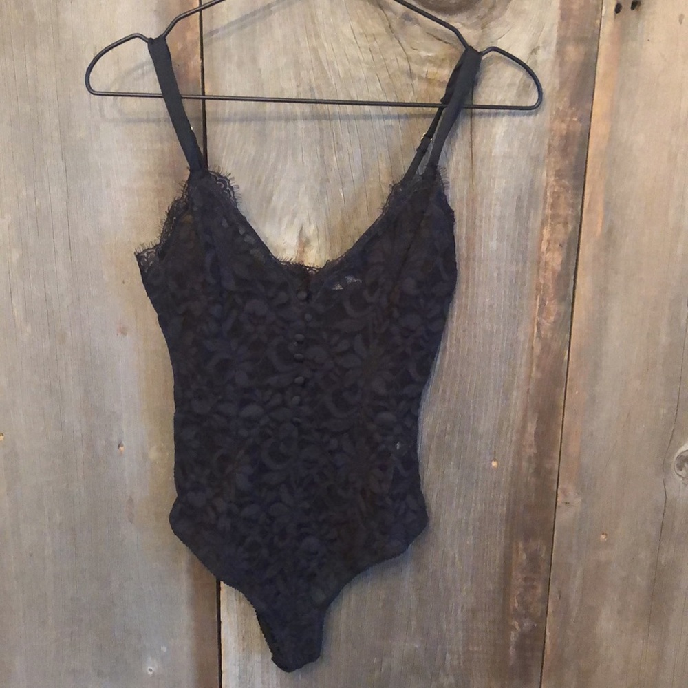 Free People Intimately Bedroom Date Lace Bodysuit Black XS